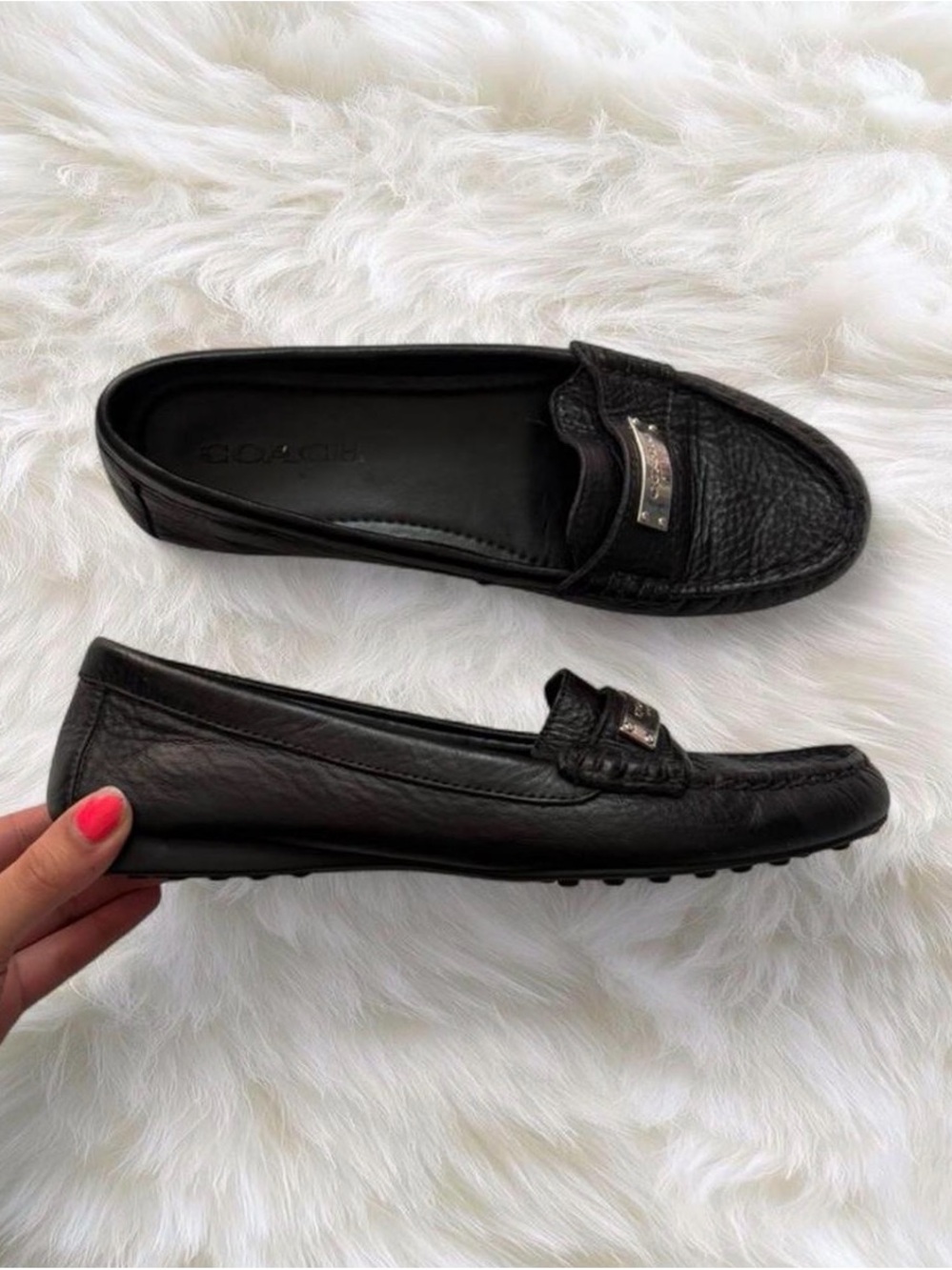 Coach Black Leather Women's Loafers